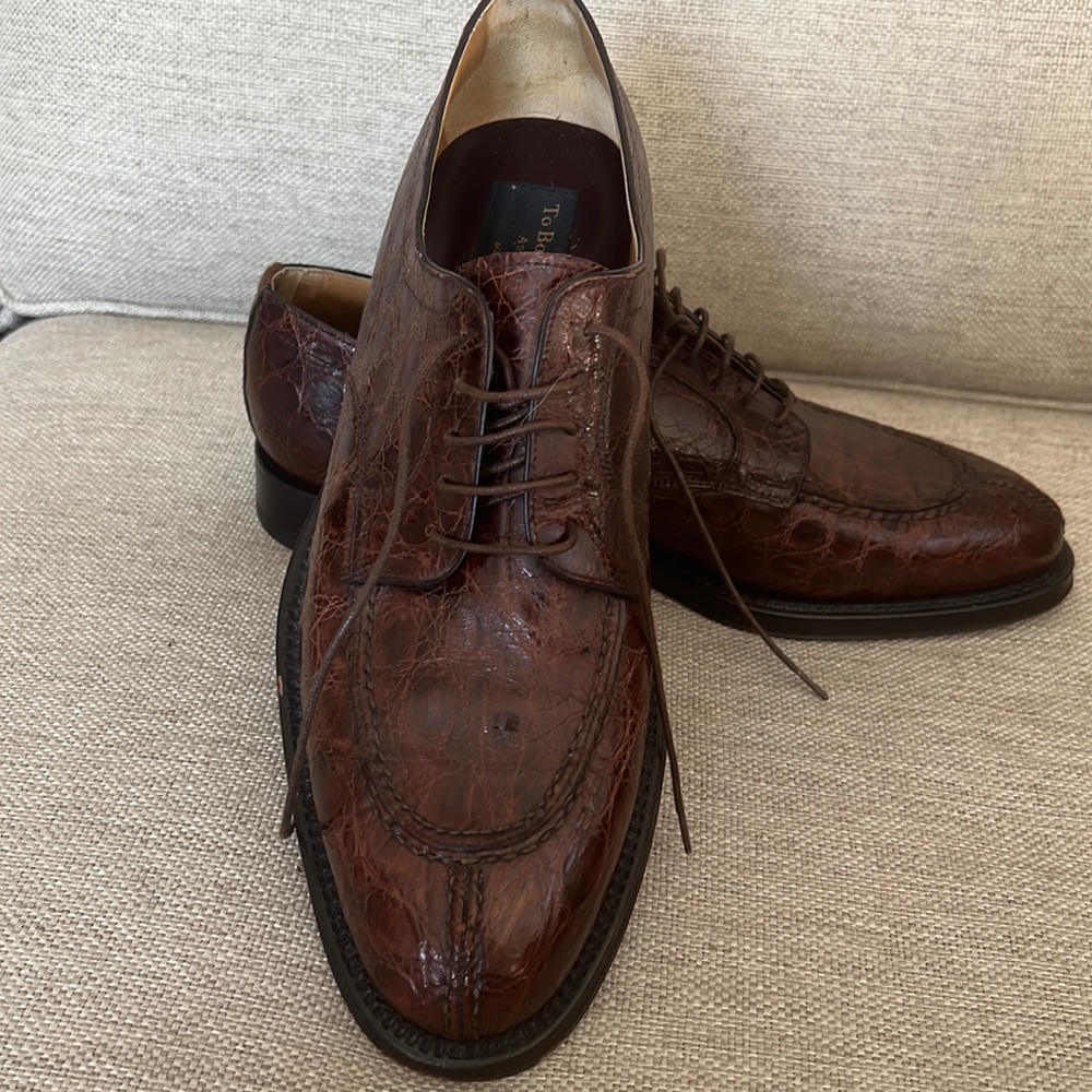 To Boot New York Crocodile Skin Cap Toe Lace up Shoes Size 10